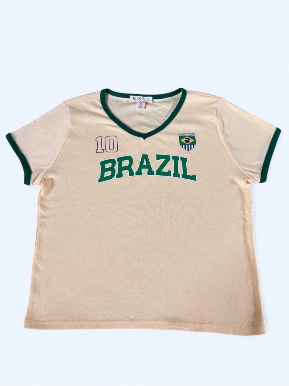 Brazil Soccer Fan Crop Top XL Yellow Green New
